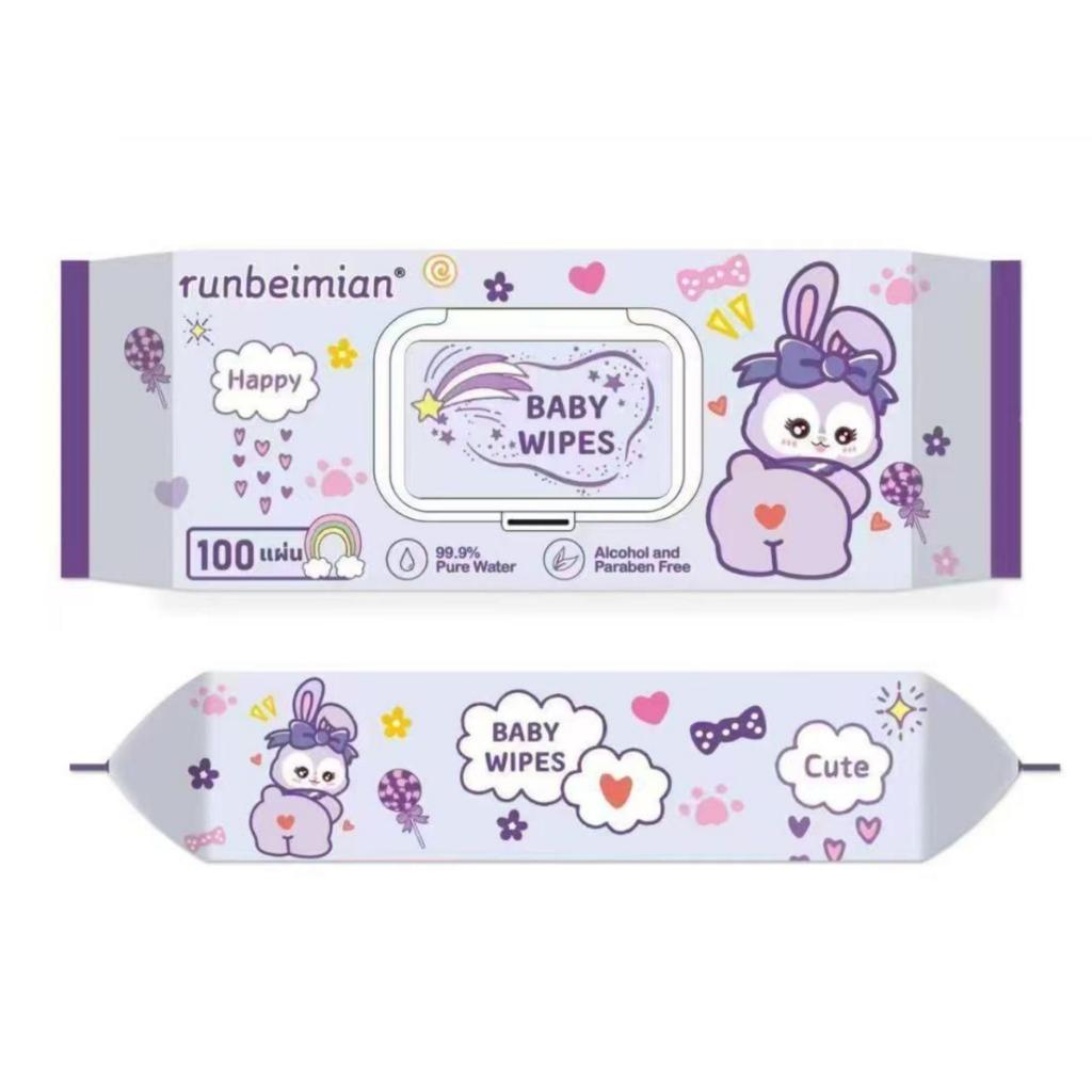 (3 ห่อ) พร้อมส่ง ทิชชู่เปียก ลายดาวกระต่าย Baby Wipes 100 แผ่น tissue13 ทิชชู่อเนกประสงค์ ใช้งานสะดวก