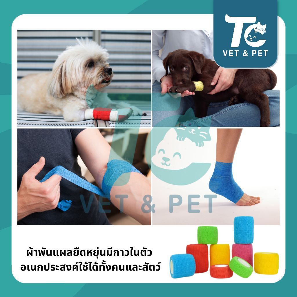 TC VET&PET แยกชิ้น ผ้าพันแผลมีกาวในตัว สำหรับสัตว์เลี้ยง รูปที่ 6