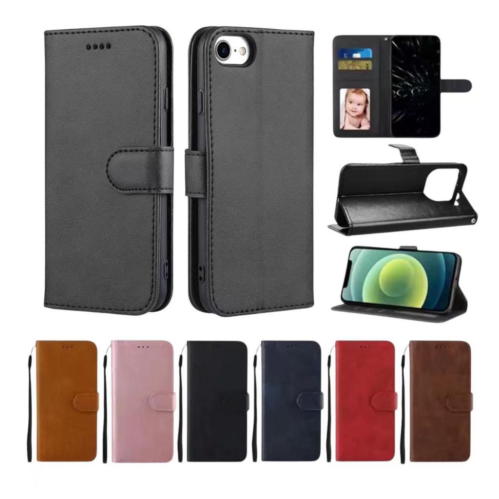 เคสแบบพับได้สำหรับ iPhone 16E se4 เคสกระเป๋าหนัง ใส่บัตร ป้องกันโทรศัพท์ แม่เหล็กล็อค แถมสาย