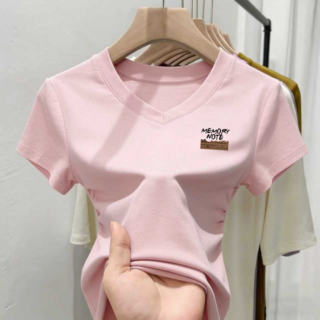 เสื้อทรงเข้ารูปคอวีสไตล์เกาหลีสุดหวาน มี 5 สีให้เลือก (ไซส์ M-3XL) เสื้อคอวีทรงเซ็กซี่และน่ารัก