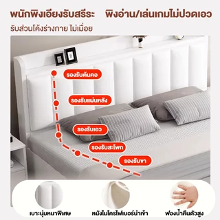 iF ฐานเตียง หัวเตียงเบาะนุ่ม เตียงเก็บของ 6/5/4ฟุต ไม้เนื้อแข็งที่มั่นคง อายุการใช้งาน 30 ป