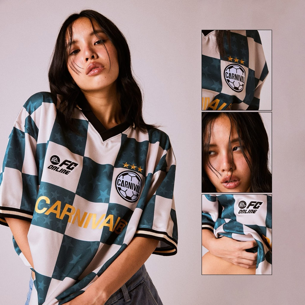 (💯มือ1ของแท้พร้อมส่ง)(🚛กทม.ส่งด่วน) CARNIVAL X FC ONLINE CHESS FOOTBALL JERSEY GREEN