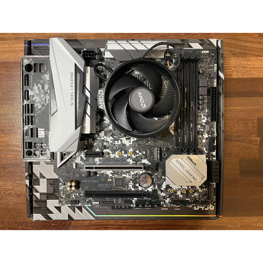 ชุดเมนบอร์ด Asrock steel legend b450m & ryzen 5 2600 พร้อมฮีตซิงค์