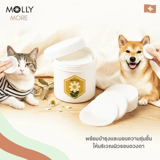 MOGU 2in1 แผ่นเช็ดหู&ตา สำหรับสัตว์เลี้ยง สูตรอ่อนโยน แผ่นเช็ดคราบน้ำตาแมว แผ่นทำความสะอาดตา เช็ดตา