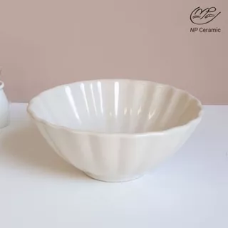 [ลดสูงสุด 80%] NP Ceramic จานเซรามิค จานเปลือกหอยสีครีม สวยหรูดูแพง