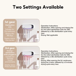 MeeGoo TS3 ที่ใส่แปรงสีฟันสำหรับครอบครัว เครื่องฆ่าเชื้อแปรงสีฟันแบบติดผนังไม่เจาะรู อบแห้งอัตโนมัติ