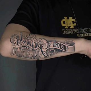 COD ส่งจากไทย⚡สติ๊กเกอร์แทททูสมุนไพร กึ่งถาวร ลายตัวอักษรอัง…