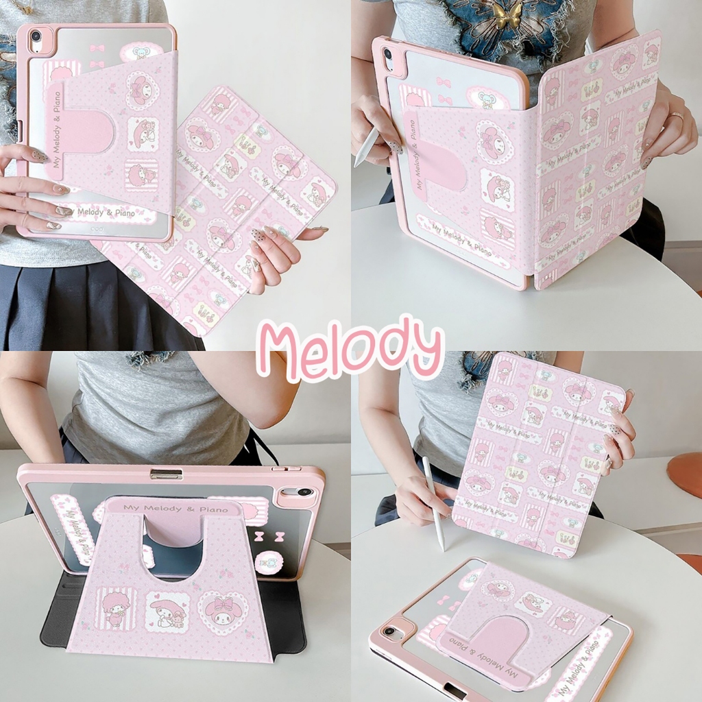 ⚡พร้อมส่ง⚡Case iPad Air6 Air8 Gen12 ที่ใส่ปากกา Melody เคสiPadหมุน 360° Gen11 Gen10 Air7 Gen9/8 10.2
