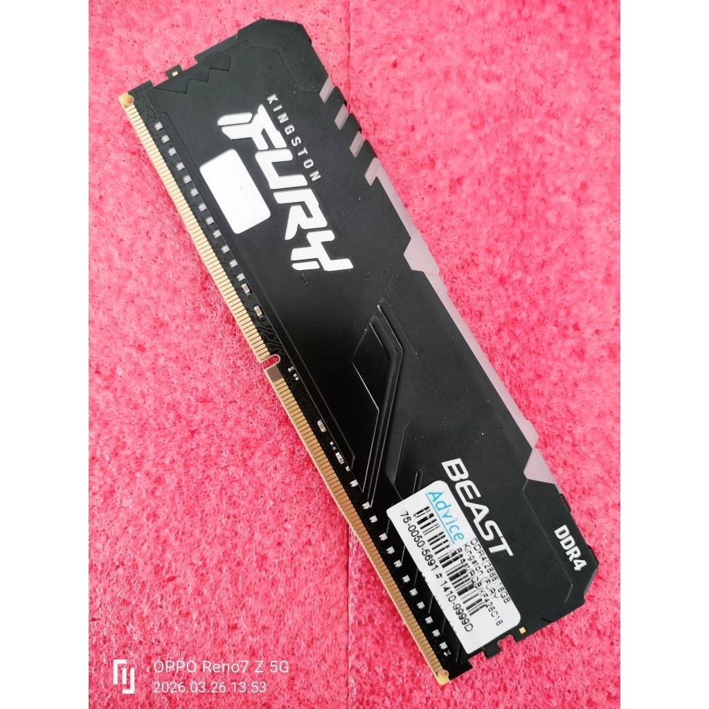 RAM 16GB Kingston (RGB) DDR4 บัส2666MHz สภาพสวย ประกัน Advice L-T
