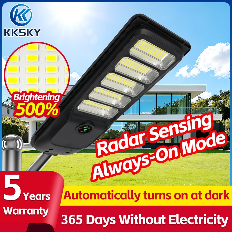 KKSKY ไฟถนนโซล่าเซลล์ LED Solar lights 20000W 10000W ไฟถนนโซล่าเซลล์ ไฟเซ็นเซอร์ โคมไฟถนน กันน้ำ การ