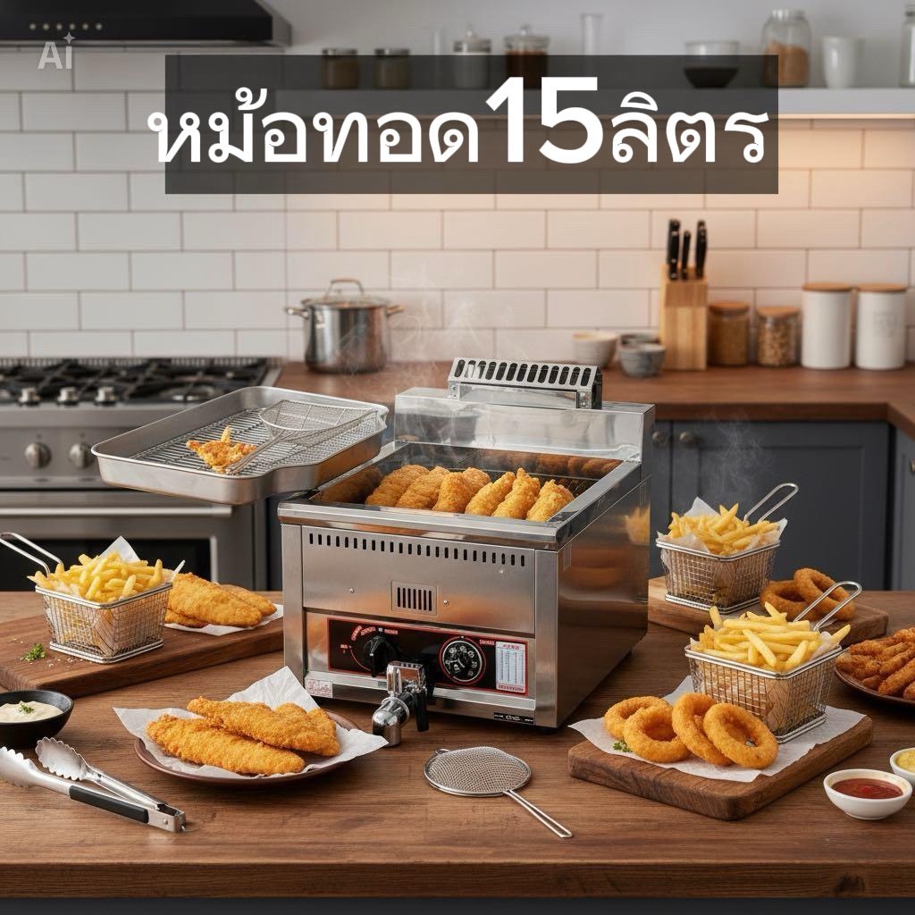 เครื่องทอดแก๊สตั้งโต๊ะ Desktop gas fryer หม้อทอดไก่15L-17L