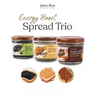 เนย 3 ชนิด Energy Boost Spread Trio Lemon Farm เนยถั่วลิสง เนยงาดำ เนยถั่วช็อกโกแลต