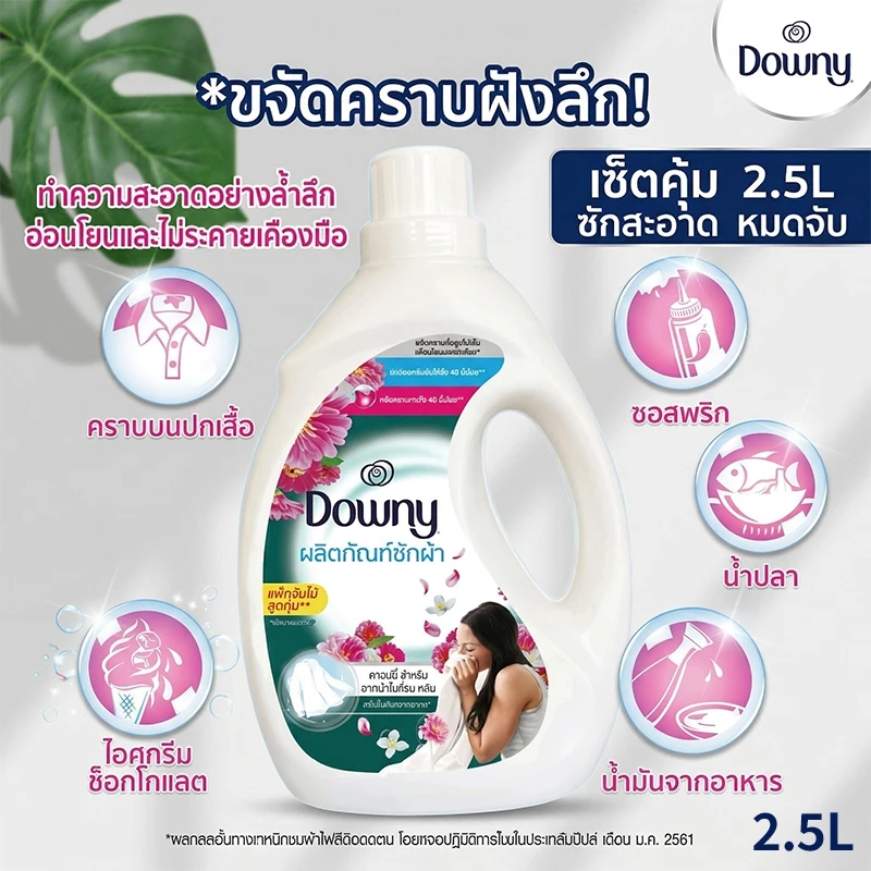 Downy ดาวน์นี่ ผงซักฟอก ผลิตภัณฑ์ซักผ้า สูตรตากผ้าในร่ม Downy Laundry Powder Indoor Drying แบบแกลลอน 2500มล