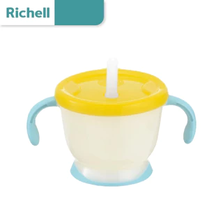 Richell (ริเชล) ถ้วยฝึกดูด มีปุ่มกดน้ำ สำหรับเด็กฝึกใช้หลอด หลอดกันสำลัก รุ่น AQ 150มล.