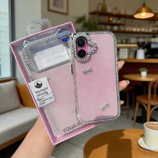 เคสหูแมว ขอบเพชร สำหรับรุ่น iPhone 17 17Air 11 12 13 14 15 16 plus Pro Max
