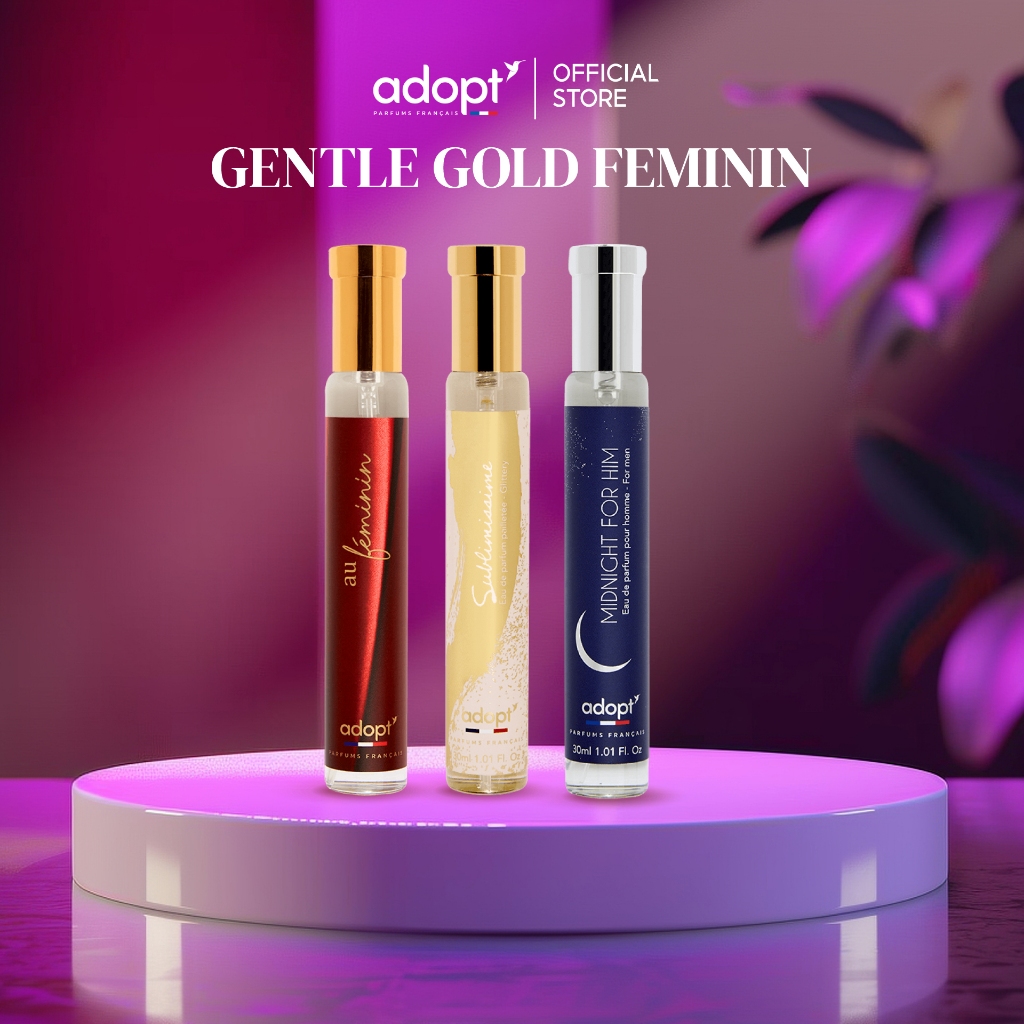 📌Set 3 ขวด✨For Unisex✨⭐Gentle Gold Ferminin set 🌙⭐Adopt parfums น้ำหอมพรีเมียมจากฝรั่งเศส