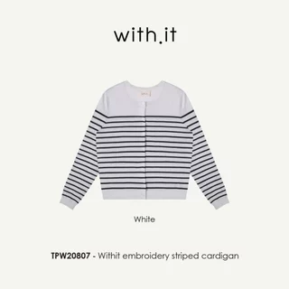 Withit embroidery striped cardigan คาร์ดิแกนคอกลมลายทาง - TPW20807