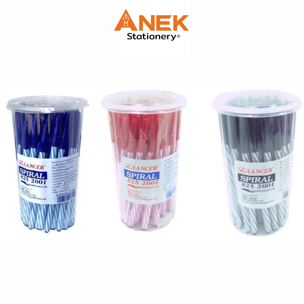 [ยกกระป๋อง] ปากกาลูกลื่นแลนเซอร์ 825  สีน้ำเงิน ,ดำ,แดง
