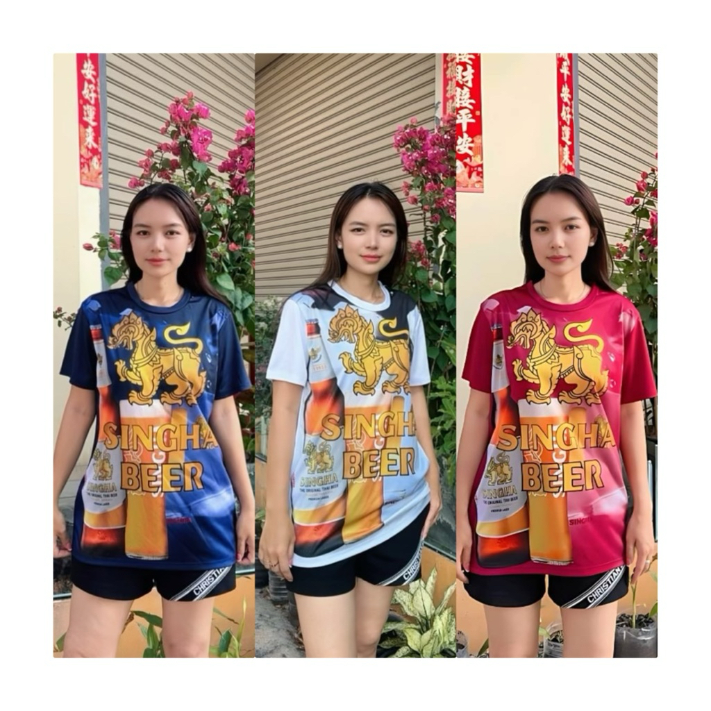 เสื้อกีฬา คอกลม ลายสิงห์ เสื้อกีฬาแขนสั้น 5สี M-3XL ผ้าไมโคร ระบายอากาศได้ดี ทรงสปอร์ตไลท์ ใส่ได้ทั้งชายและหญิงJQ263