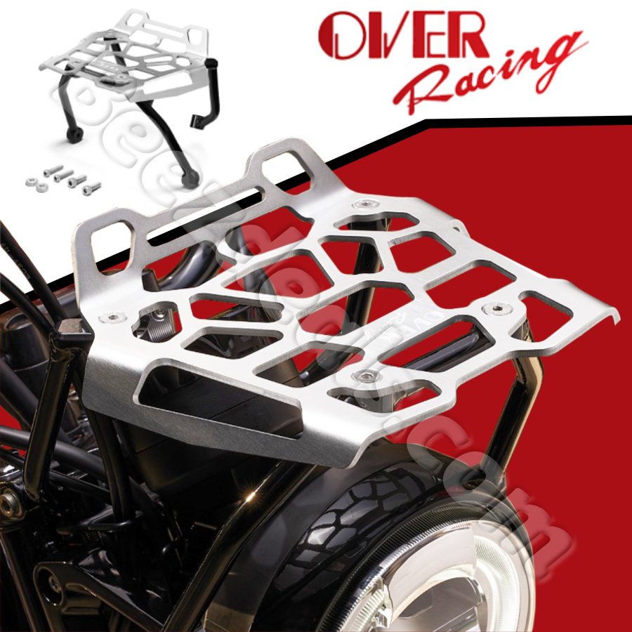 OVER RACING ตะแกรงหน้า ตะแกรงไฟบน ตะแกรงไฟหน้า ตะแกรงบรรทุกไฟหน้า สีเงิน Honda CT125