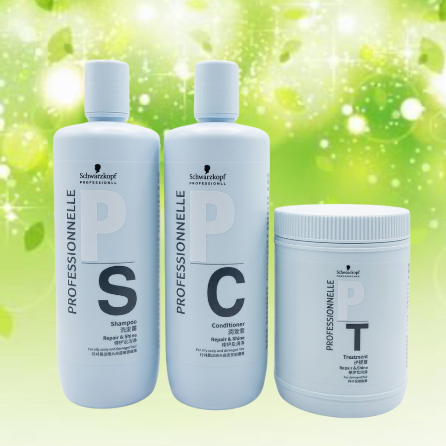 Schwarzkopf Professionnelle Repair & Shine แชมพู ครีมนวด 1000 MLผลิตภัณฑ์ดูแลเส้นผมที่เน้นการฟื้นบำรุงและเพิ่มความเงางาม