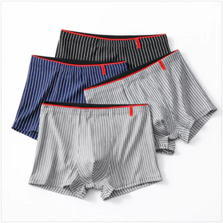 💥TOPLIST💥 (N845) Boxerชายลายทาง แต่งขอบยางยืดสีแดงสุดเท่ ใส่สบายไม่อับชื้น