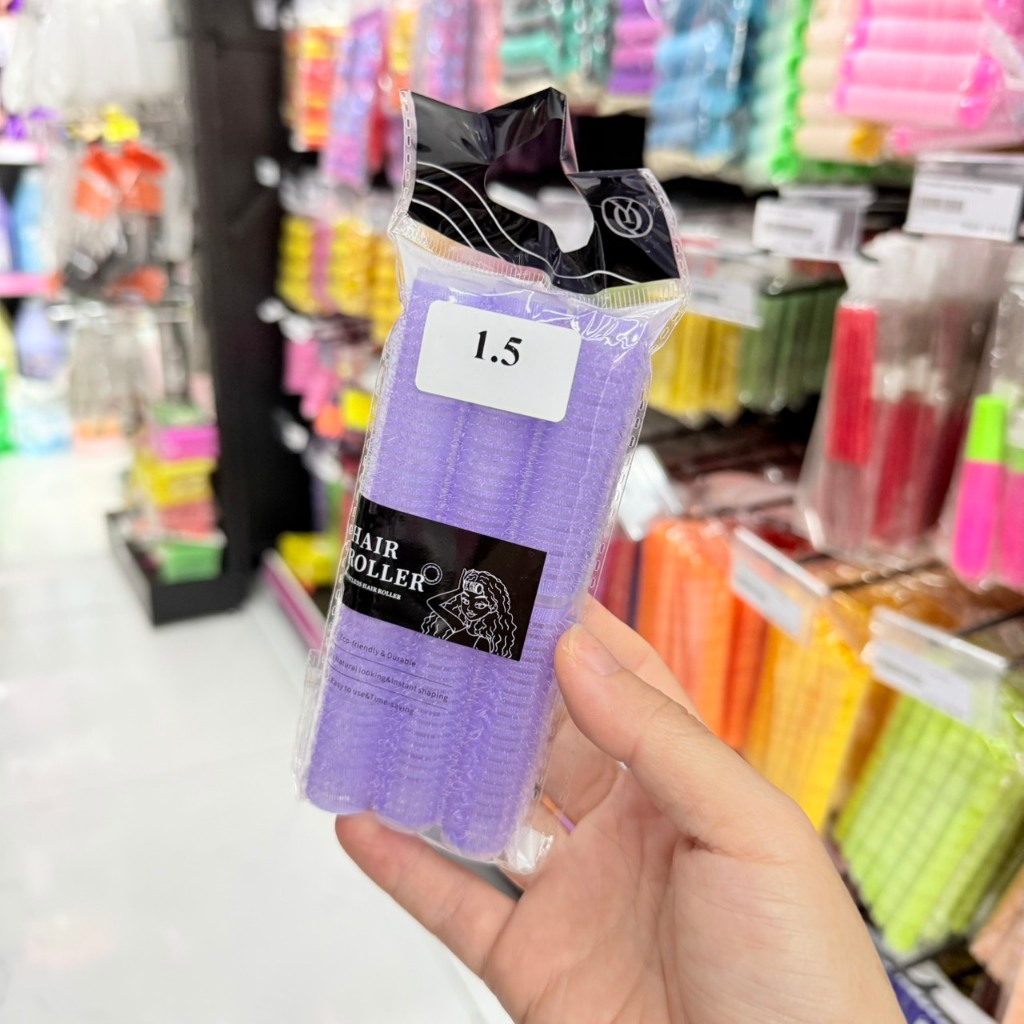 โรลม้วนผมพลาสติก มีผิวตีนตุ๊กแก แกนดัดผม 1แพ็ค/6 ชิ้น (คละสี) รหัส12395