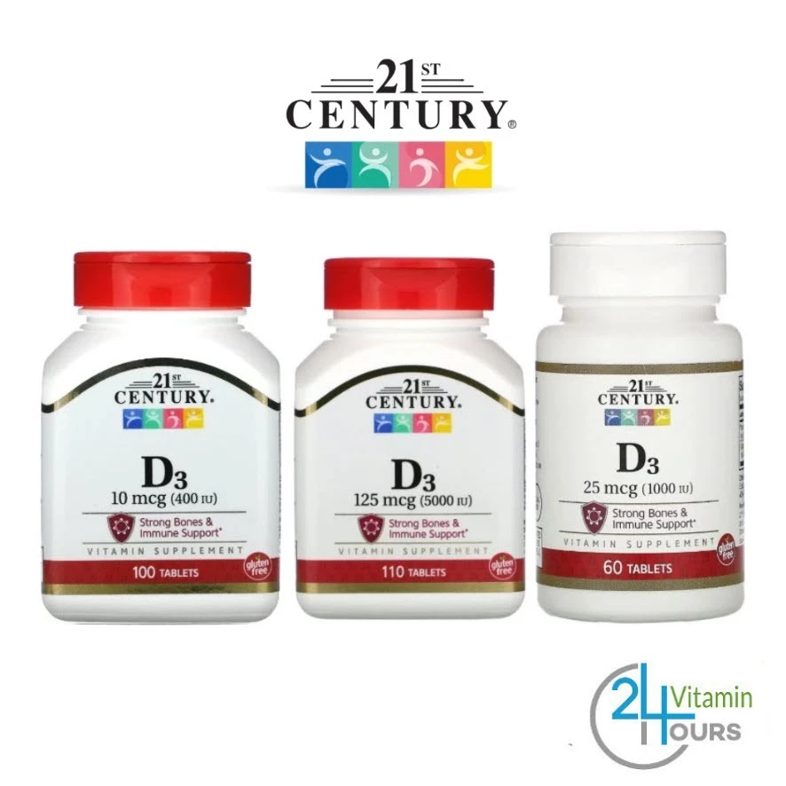 (พร้อมส่ง) 21st Century , D3, ขนาด 400 IU / 1,000 IU / 5,000 IU - Vitamin D3 D-3 วิตามิน ดี 3 บำรุงกระดูก