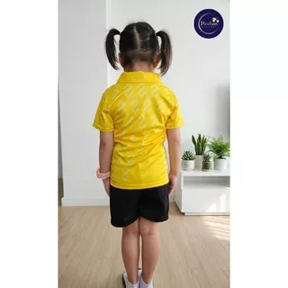 🔥ขายดีส่งไว🔥💛โปโลเด็กพิมพ์ลายตะขอ9 สีเหลือง (สกรีน) 🌟เสื้อเด็ก เสื้อกีฬา ใส่ได้ตลอดกาล ผ้านุ่ม ไม่ร้อน🔥