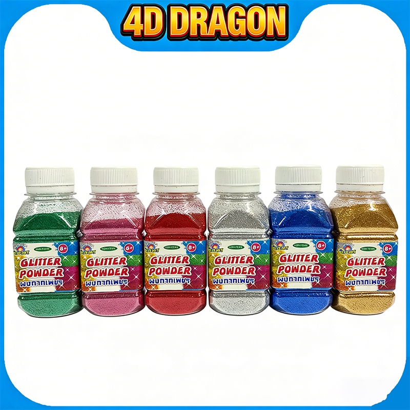 ผงกากเพชร KIDART 2 สไตล์ (Metallic/Rainbow) 3 ขนาด (30/70/100 กรัม) 6 สี/ขวด อุปกรณ์DIY
