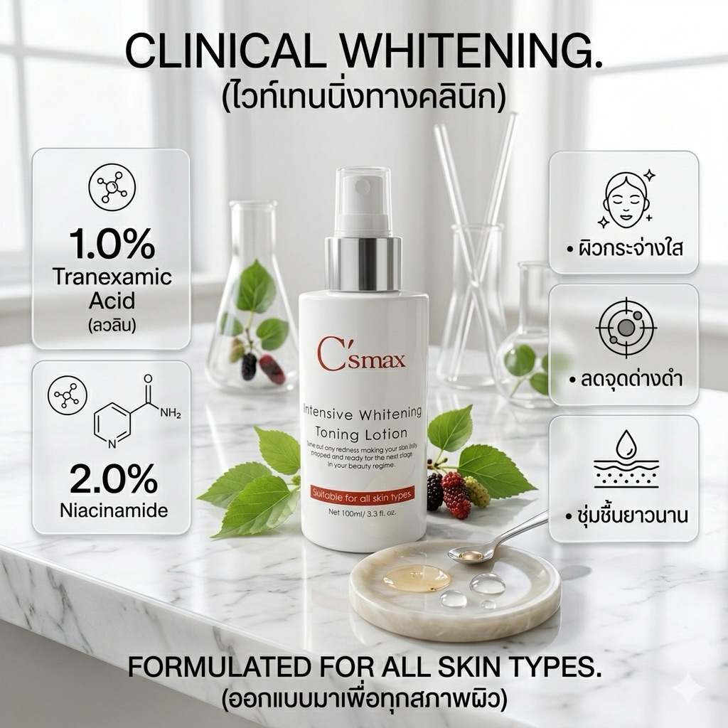 C’smax Intensive Whitening Toning Lotion 100ml   หน้าใส เติมความชุ่มชื้น ผิวดูสม่ำเสมอ