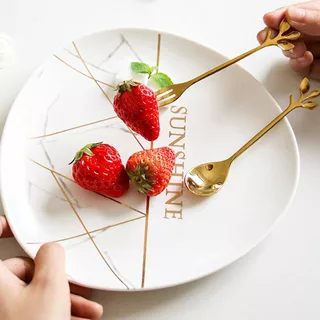 ช้อนส้อมสีทอง สแตนเลส 12cm ช้อนกาแฟ ช้อนขนมหวาน ของชำร่วยงานแต่ง ของขวัญพรีเมียม
