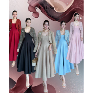 เซ็ทเดรสยาวเข้ารูป มาพร้อมเสื้อครอปพรีเมี่ยมทวิตสีทอง แถมฟรี…