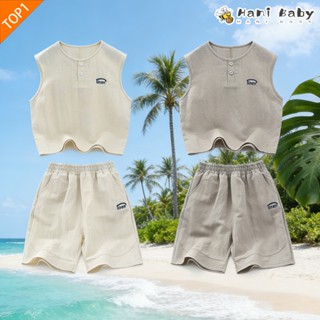 ชุดเสื้อคอกลมเด็ก ชุดเสื้อกล้ามเด็ก ผ้าฝ้ายลินิน ผ้ายืด พิมพ…