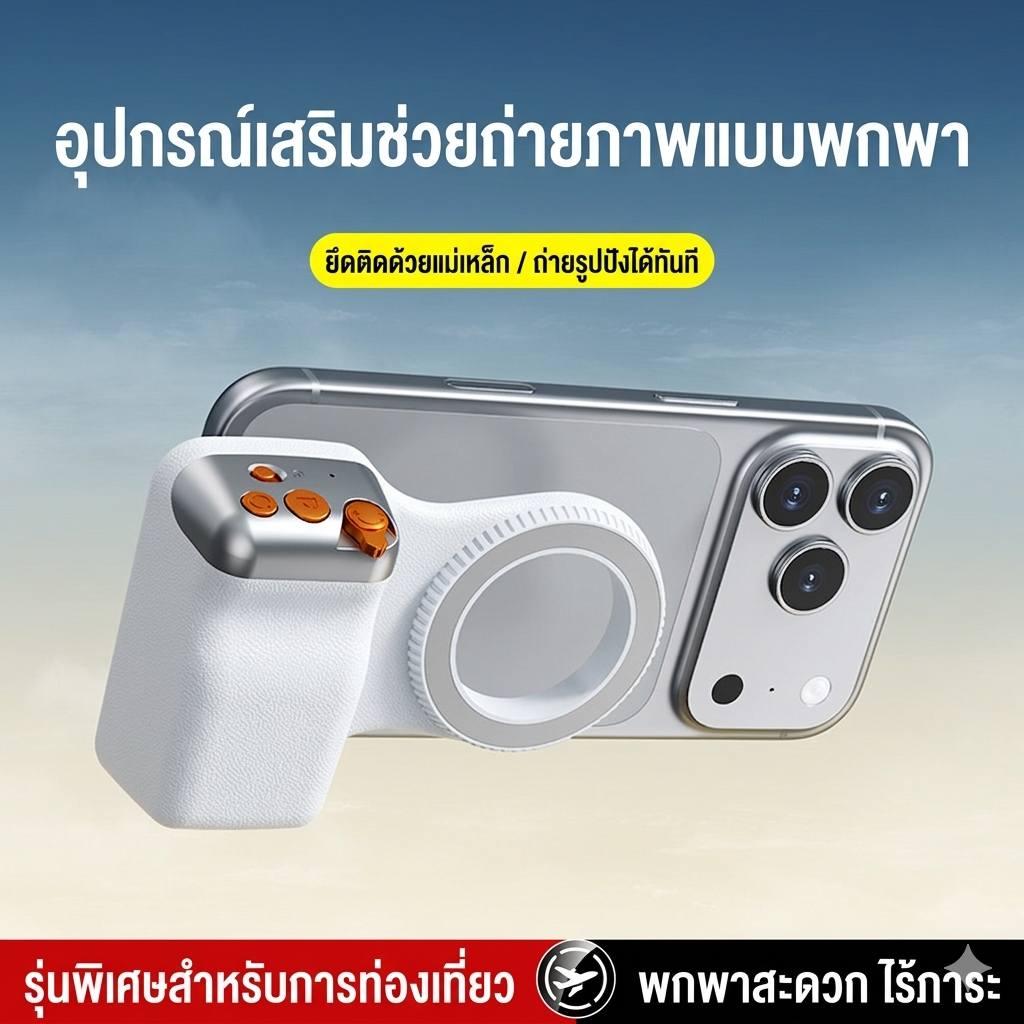 กริปถ่ายรูปแม่เหล็กสําหรับมือถือ - ชัตเตอร์ Bluetooth 2 จังหวะ & ก้านซูม, เบาเพียง 109g, ให้ฟีลเหมือนกล้องโปร รุ่น X30