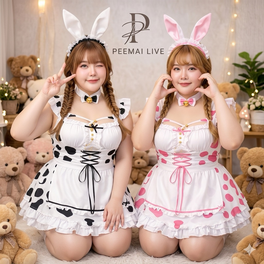 PEEMAI LIVE ชุดวัวสาวอวบ(XL-5XL)ชุดนอนเซ็กซี่🌟เกรดดี กระโปรงแต่ชั้น เมดวัว P-658