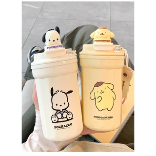 แก้วเก็บความเย็น 500ml ลายน้องแมว สแตนเลส Food Grade ผนังสุญญากาศ เก็บร้อนนาน ฝา 2in1 พร้อมหลอด พกพาง่าย ฐานกันลื่น