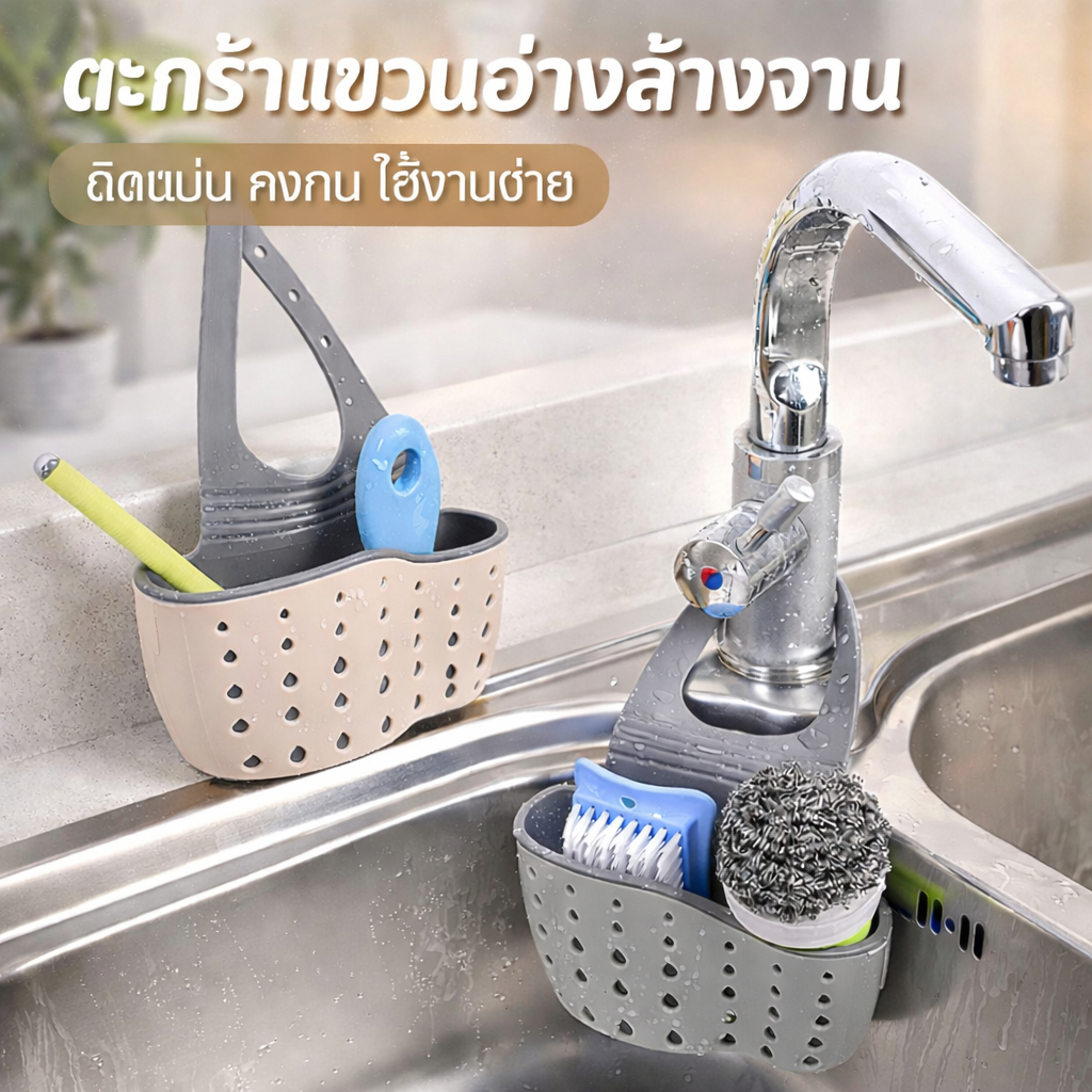 ที่เก็บฟองน้ำล้างจาน ที่เก็บอเนกประสงค์ แขวนได้ คละสี