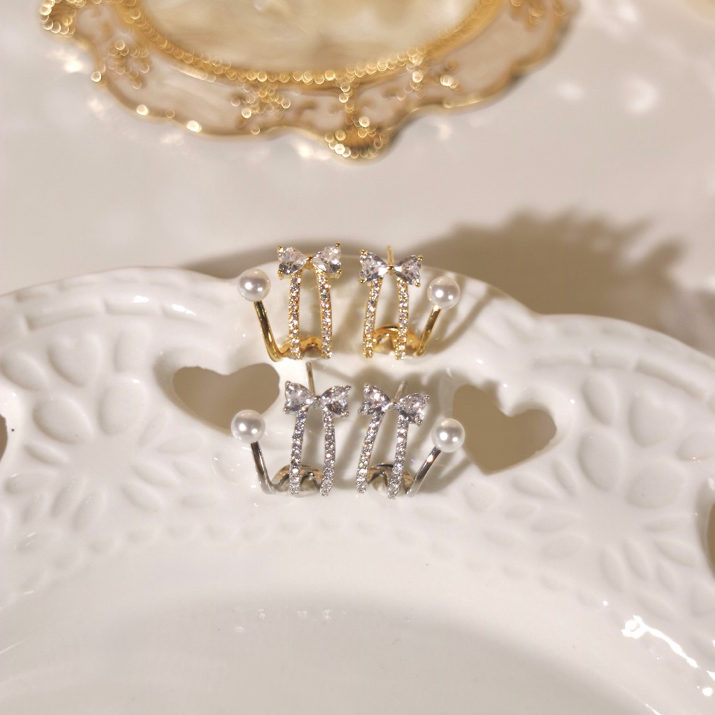 Socrush.bkk | SUGAR BOW PEARL earrings | SE-100 | ต่างหู โบว์ มุก