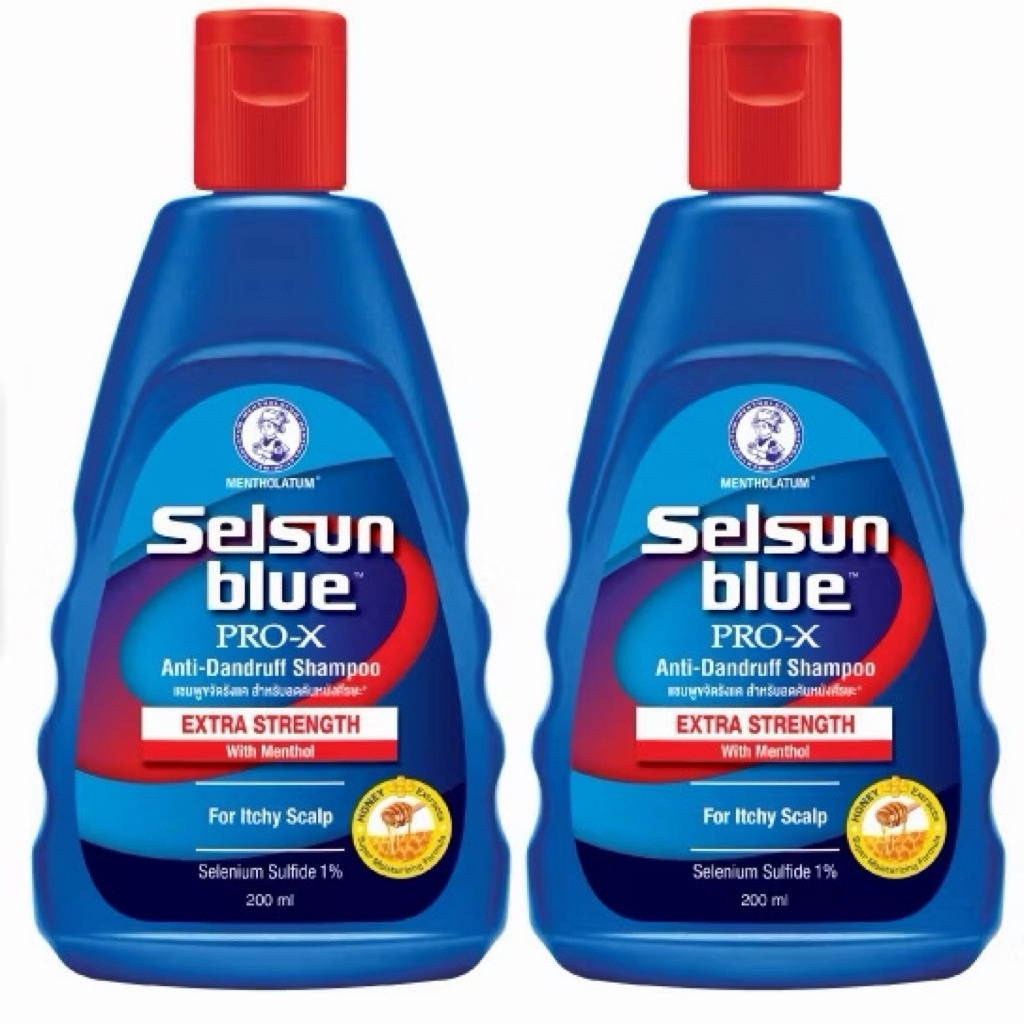 Set of Selsun Blue Extra Strength Pro X Anti-Dandruff Shampoo 200 ml. แชมพูสำหรับหนังศรีษะ