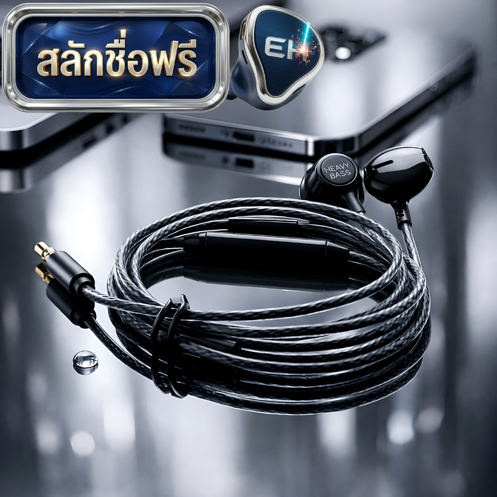 [สลักชื่อฟรี!] หูฟัง Earbud มะยม Extreme เบสทรงพลัง เสียงใส - Elite BASS 3.5 MM