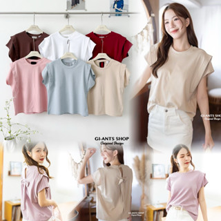 GI-ANTS(GI-702)เสื้อยืดคอกลม ไหล่ล้ำดีเทลเจาะหลังติดโบว์