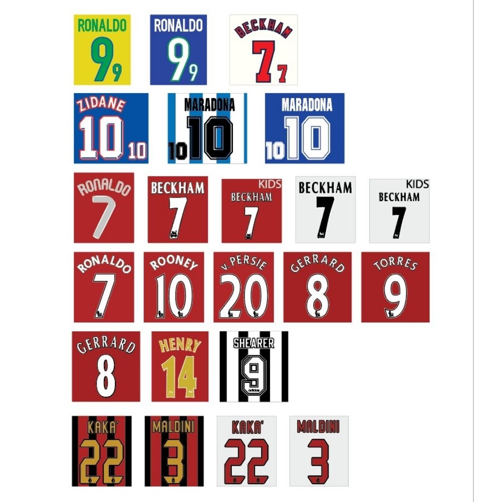 เฟล็กซ์รีดเสื้อ เบอร์รีดเสื้อ ชื่อพร้อมเบอร์ ย้อนยุค RETRO FOOTBALL FLEX NANE NUMBER