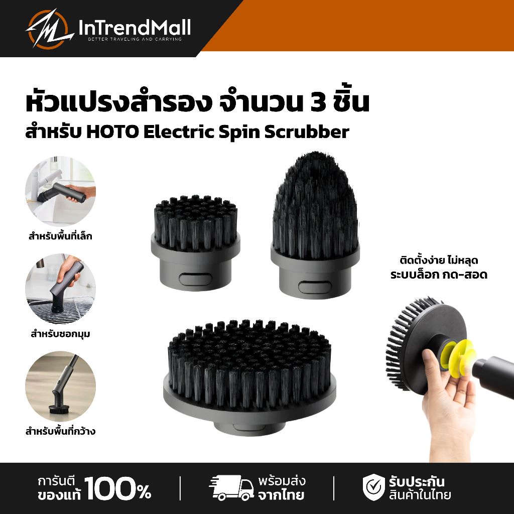 HOTO Replacement Brushes หัวแปรงสำรอง จำนวน 3 ชิ้น สำหรับ HOTO Electric Spin Scrubber