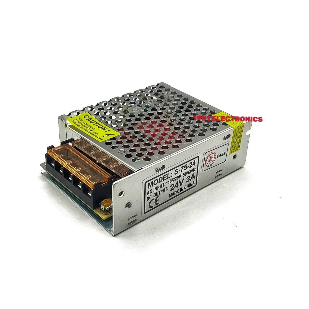 S-75-24 24VDC 3A Switching Power Supply ตัวแปลงไฟ INPUT.100-240VAC  OUTPUT.  24VDC 3A