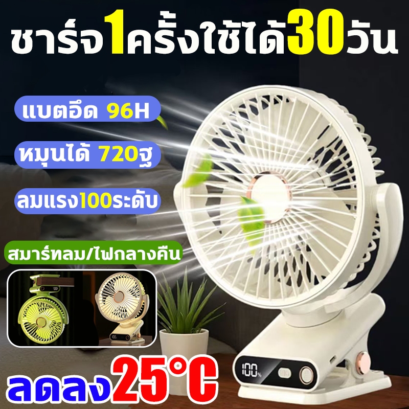 🧊ชาร์จ1ครั้งใช้ได้30วัน🧊พัดลมพกพา หมุนเวียนลมเย็น720° พัดลมหนีบ เย็นกว่าแอร์ ชาร์จไฟได้ USB พัดลมไร้สาย ทำงานเงียบ