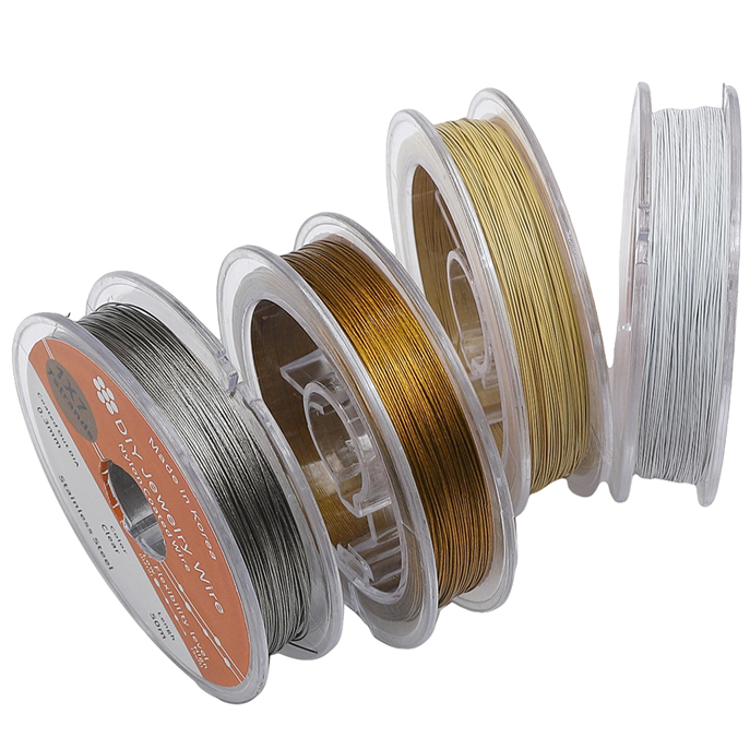 ลวดสแตนเลส 7 เส้นเกาหลี กันสีตก ขนาด 0.3-0.38mm ยาว 50 เมตร สำหรับร้อยลูกปัด DIY เครื่องประดับ