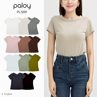 Paloy - PL1209 เสื้อยืดแขนสั้นคอกลม สีพื้น ผ้ายืดใส่สบาย
