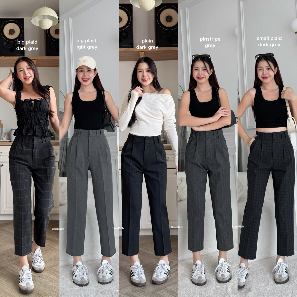 BenzRich | Boyผ้าสก็อตญี่ปุ่น (S-2XL) กระบอกเล็ก8ส่วน กางแฟชั่น-ทำงาน