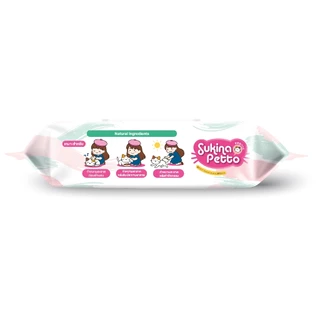 สินค้าแถมSukinaPettoผ้าเปียกสำหรับแมว กลิ่น Cherry Blossom ขนาด 70 แผ่น
